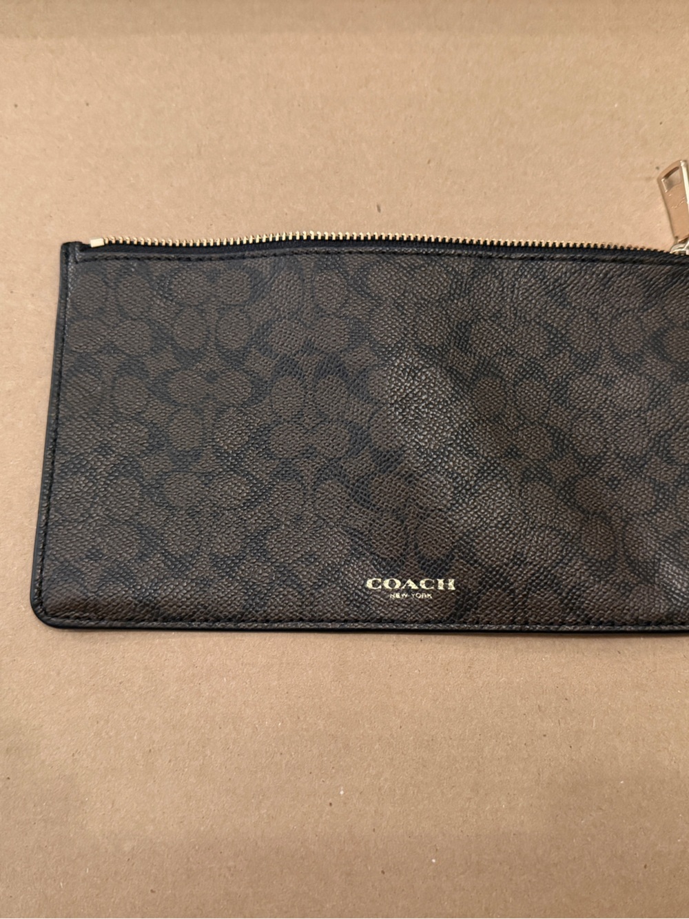 Coach Brown Signature Zip Pouch